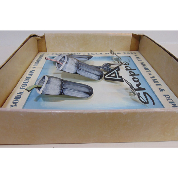 Ice Cream Soda Shoppe Signs 3D Fountain Malt Hotdog Expresso Scoops Drinks VTG - Picture 7 of 13